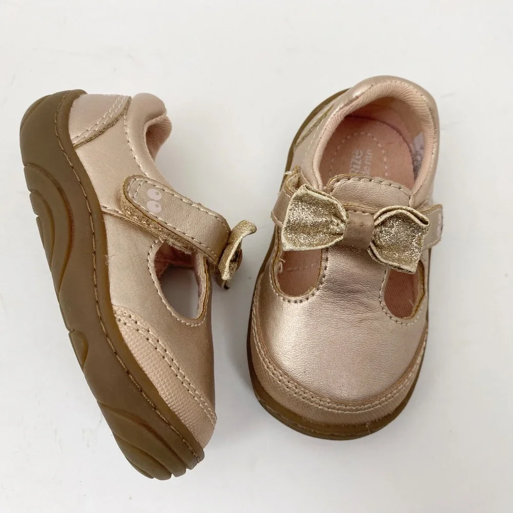 Surprize by Stride Rite Cecillia Glitter Bow Mary Jane Toddler Girls 3 Rose Gold